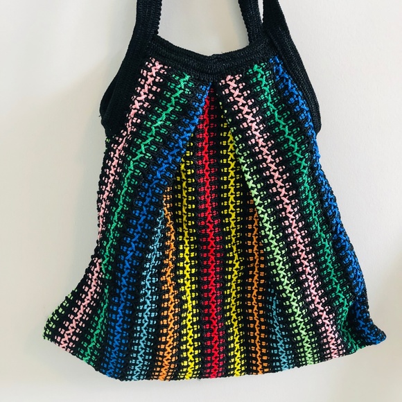 Multicolor Striped Rainbow Woven Shoulder Bag - Picture 2 of 4